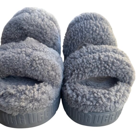UGG Womens Fluff Yeah Slide Sandals Size 9 Sheepskin & Wool Gray - Picture 8 of 12